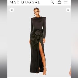 NWT Mac Duggal 26676 Black Long Sleeve Structured Bow Dress Size 2